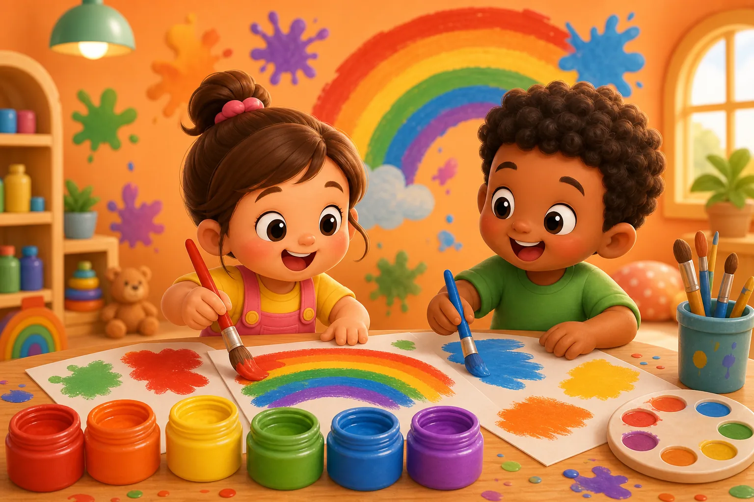 Children learning colors with KiDly cartoons