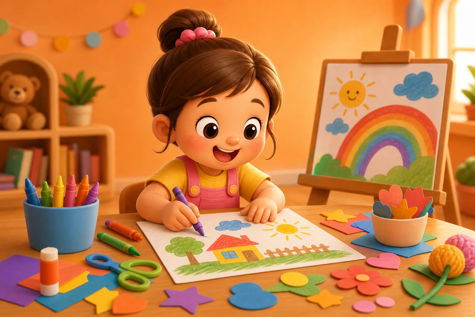 Child enjoying creative drawing activities with KiDly