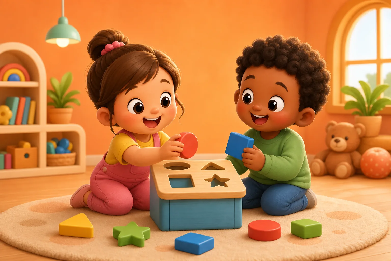 Kids learning shapes with KiDly cartoons